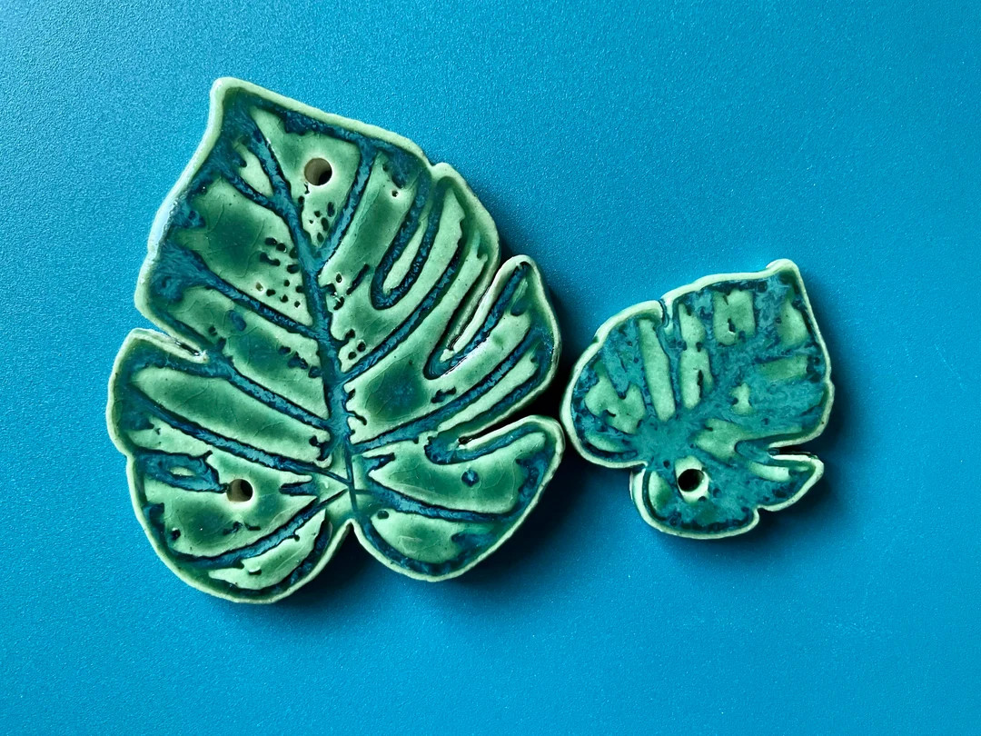 Ceramic Monstera Leaf Mosaic Tile Small or Medium - Etsy | Etsy (US)