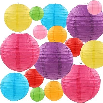 LURICO 16 Pcs Colorful Paper Lanterns (Multicolor,Size of 4”, 6”, 8”, 10”) - Chinese/Japa... | Amazon (US)