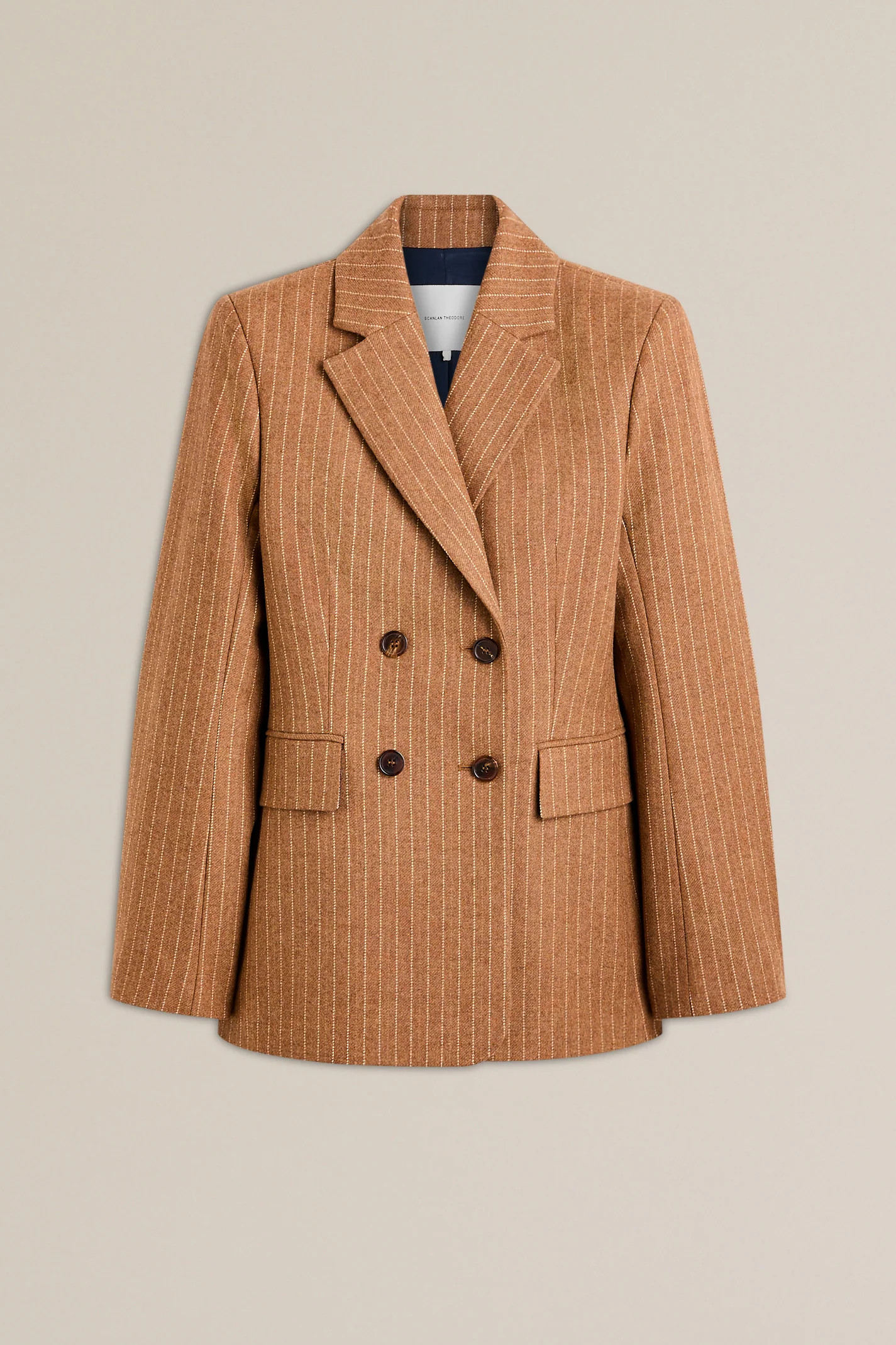 STRIPE TAILORED JACKET - CARAMEL - Scanlan Theodore | Scanlan Theodore AU