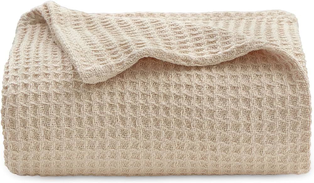 Bedsure 100% Cotton Blankets Twin XL Size for Bed - 405GSM Waffle Weave Blankets for Summer, Cozy... | Amazon (US)