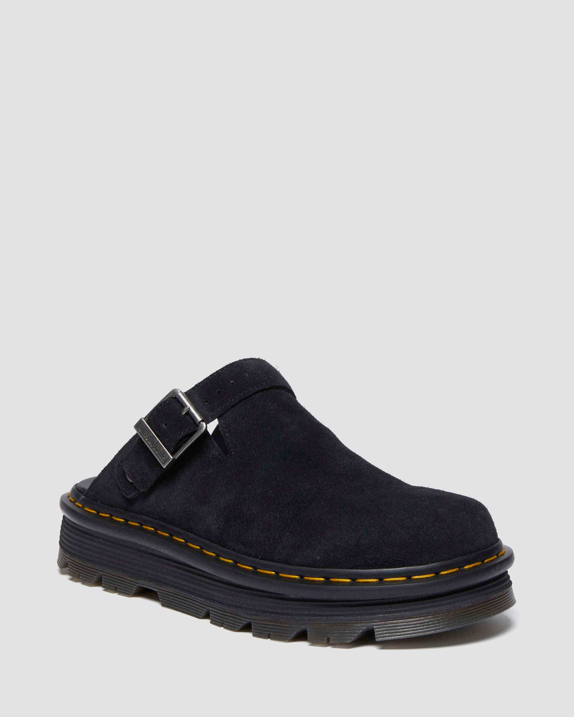 Zebzag Suede Casual Slingback Platform Mules in Black | Dr. Martens | Dr. Martens
