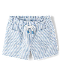 Girls Striped Linen-Blend Woven Pull On Shorts - BLUE | Gymboree | Gymboree
