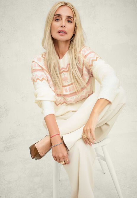 Womens White Fairisle Sequin Jumper | Peacocks