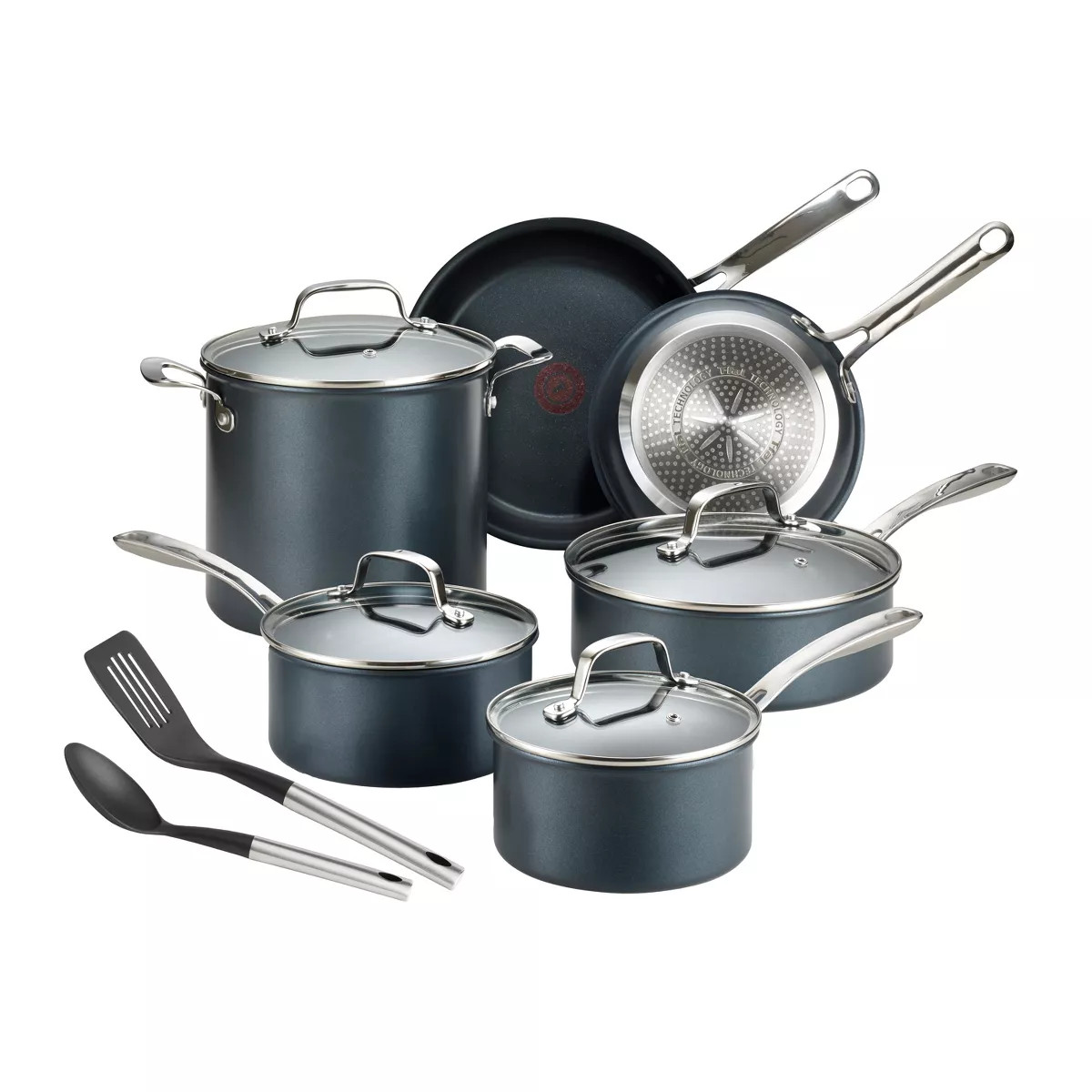 T-fal 12pc Unlimited Platinum Nonstick Cookware Set Gray | Target
