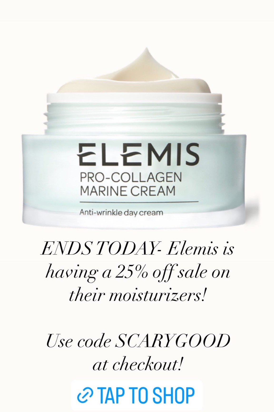 Elemis skincare sale! Ends today! 25% off moisturizers! Use promo code SCARYGOOD at checkout! 

#LTKsalealert #LTKbeauty