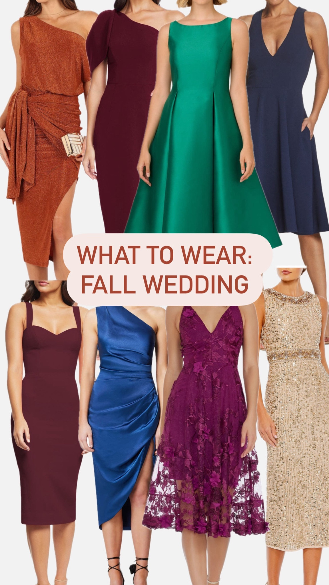 Fall wedding guest dresses in beautiful jewel tones perfect for the season
