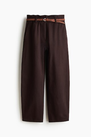 H & M - Belted Barrel-Leg Pants - Dark Brown | H&M (US + CA)