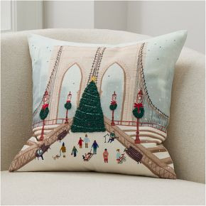 Nicole Cicak Brooklyn Bridge Christmas Pillow Cover | West Elm (US)