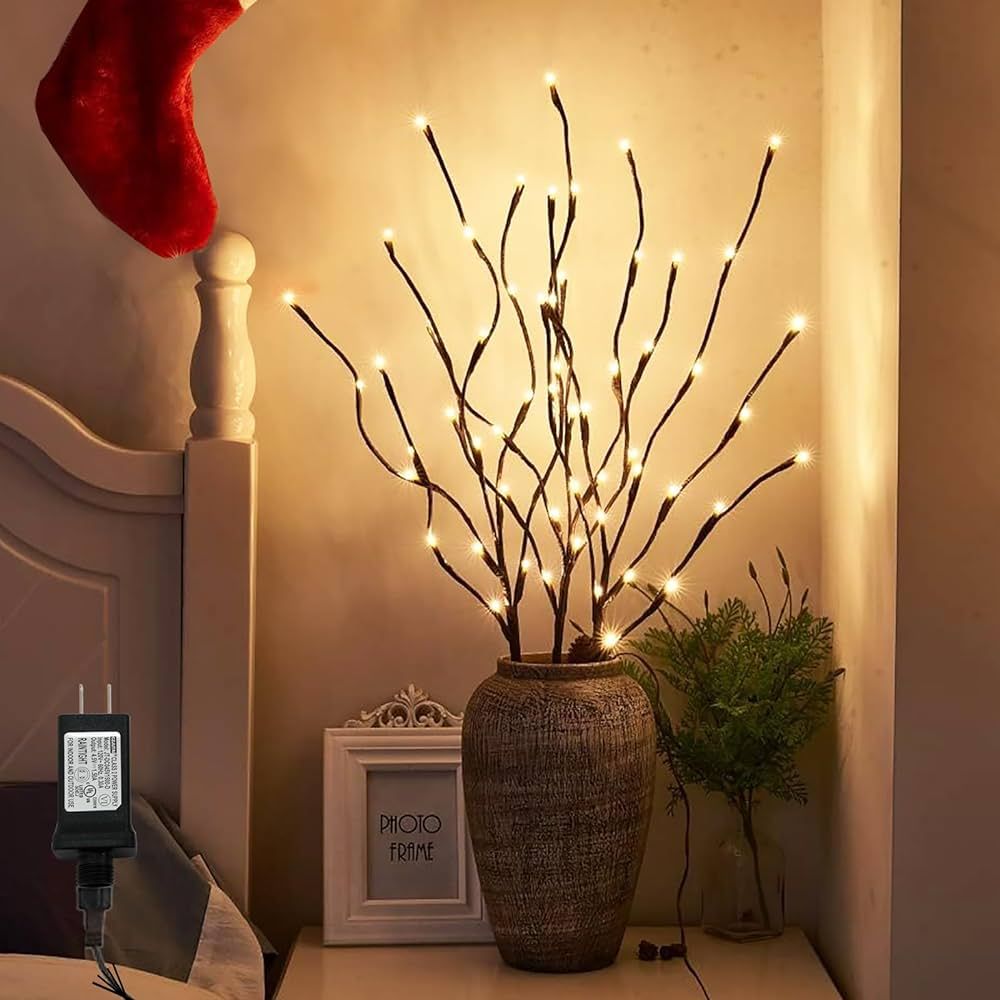 PEIDUO Lighted Willow Branch 30Inch 3PK 60L LED Pathway Lights for Christmas Room Decoration Indo... | Amazon (US)