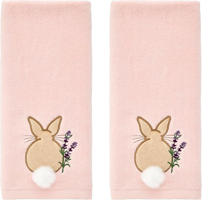 SKL Home Easter Cotton Tail 100% Cotton Embroidered 2pc Hand Towel Set with 3D Embellishment, Dec... | Amazon (US)
