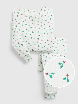 babyGap 100% Organic Cotton Holly Print Henley PJ Set | Gap (US)