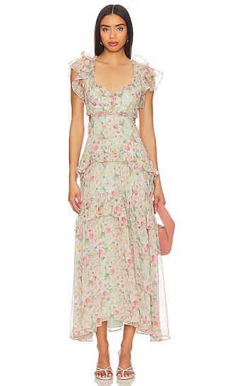 Mable Dress in Light Green Floral Wedding Guest Dress Floral Bridesmaid Dress Floral Dresses Spring  | Revolve Clothing (Global)