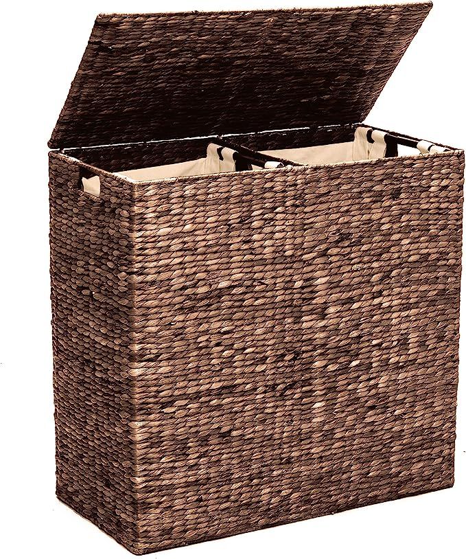 Best Choice Products Rustic Extra Large Natural Woven Water Hyacinth Double Laundry Hamper Storag... | Amazon (US)