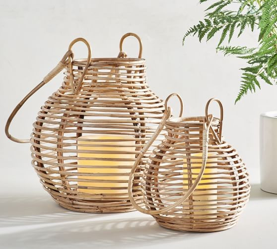 Riley Rattan Lantern, Natural, Large | Pottery Barn (US)