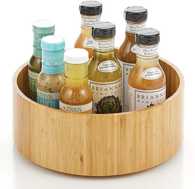 mDesign Bamboo Wood Lazy Susan Turntable Food Storage for Cabinets, Pantry, Refrigerator, Counter... | Amazon (US)