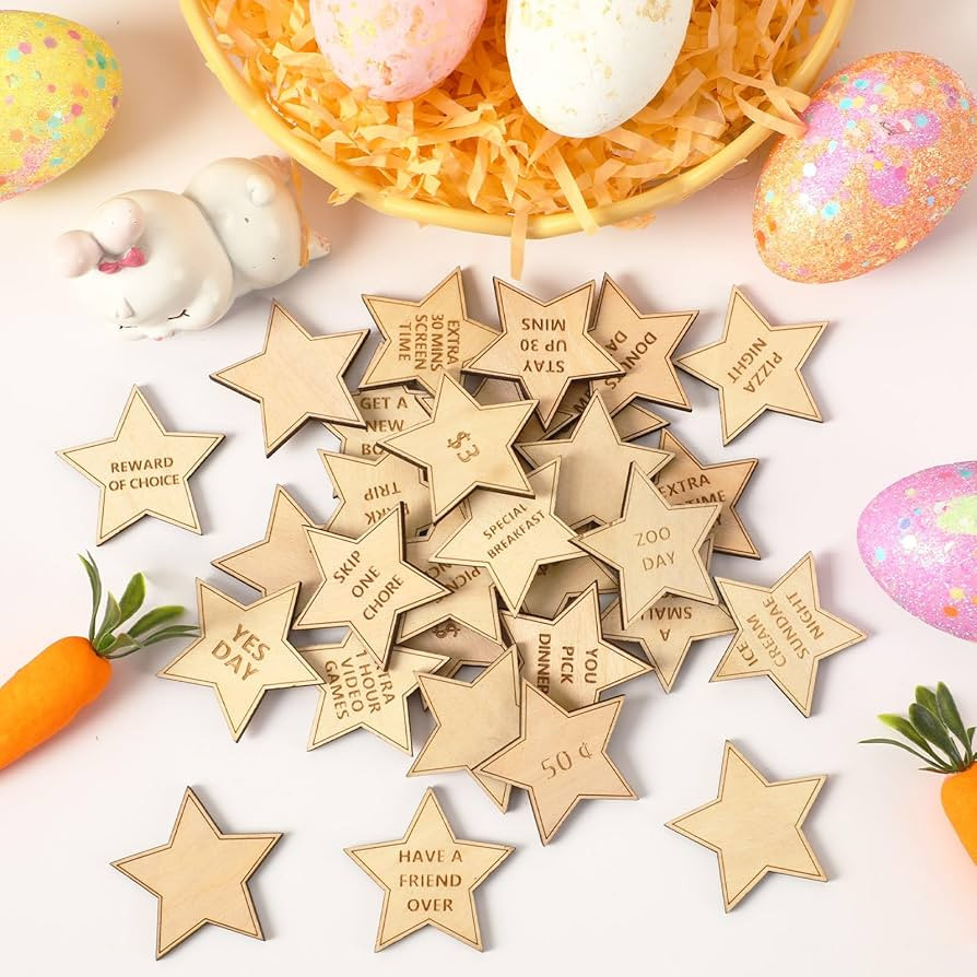 CypherX Easter Egg Fillers- Wood Easter Reward Tokens, Easter Prizes Stuffers Coins, Family Night... | Amazon (US)