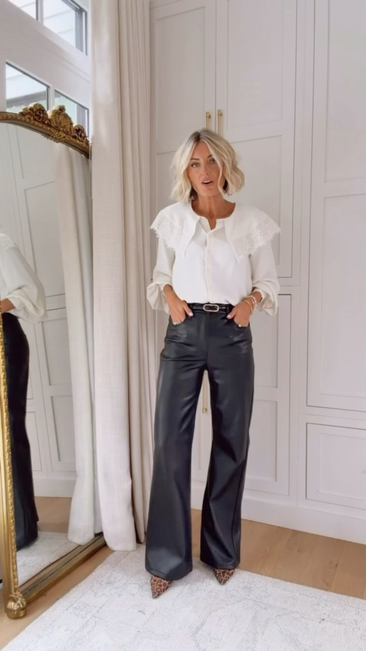 Everyone needs a good pair of leather pants in their wardrobe! These black faux leather ones are a great option if you’re not looking to spend the money for real leather! Wearing XS top, 0 pants

Loverly grey, Ann Taylor, black leather pants, fall outfit ideas, fashion inspo for work, workwear

#LTKWorkwear #LTKSeasonal