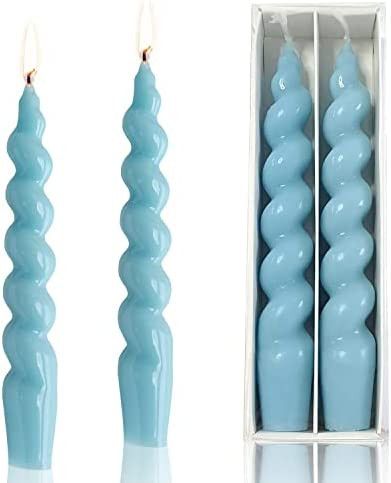Spiral Taper Candlesticks Blue Candles Stick Twisted Candles H 7.5inch Wax Unscented Dinner Candl... | Amazon (US)