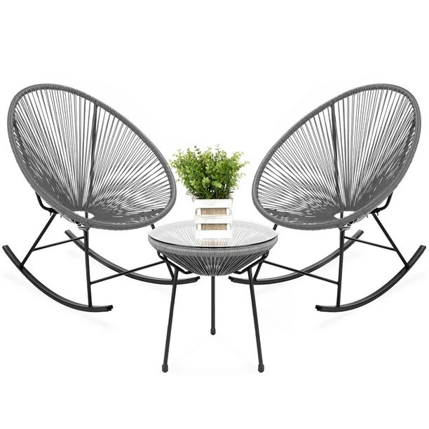 Best Choice Products 3-Piece All-Weather Patio Woven Rope Acapulco Bistro Furniture Set w/ Rockin... | Walmart (US)