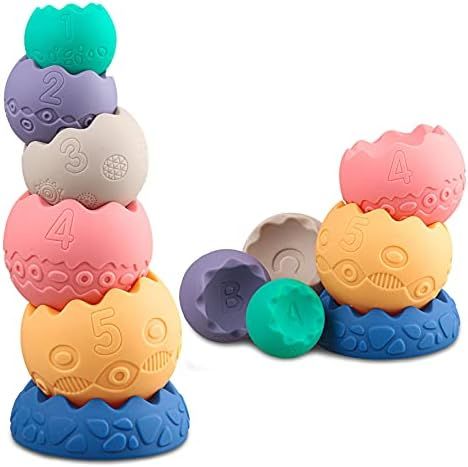 Miawow Stacking Balls Soft Toys for Babies 6 12 18 Months 1 Year Old Girls Boys - Toddlers Sensory E | Amazon (US)