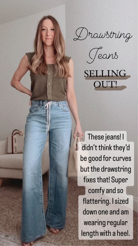 Completely obsessed with these amazing tie waist jeans! So flattering! I’m 5’3 and sized down one size. @nordstrom #nordstrompartner 

#LTKOver40 #LTKU #LTKSeasonal