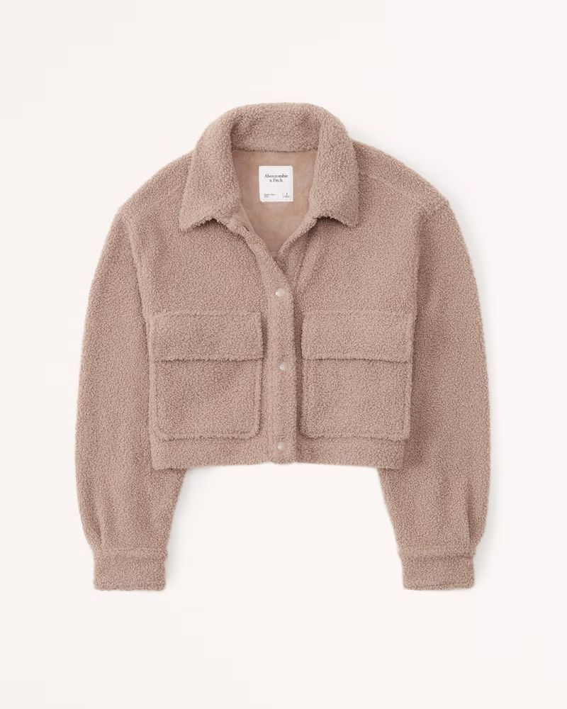 Women's Cropped Sherpa Shirt Jacket | Women's Tops | Abercrombie.com | Abercrombie & Fitch (US)