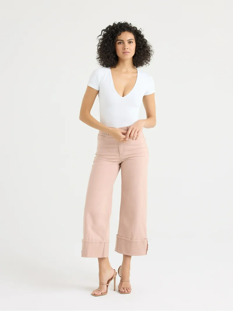 Sofia by Sofia Vergara Women's and Women's Plus Margot Wide Crop Super High Rise Jeans, 27" Insea... | Walmart (US)