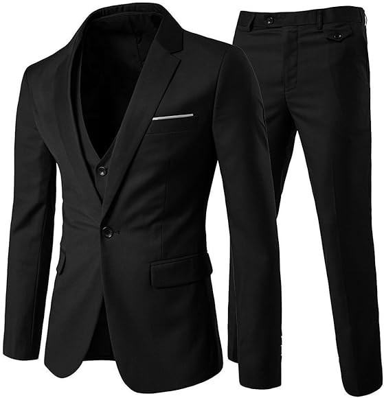 Cloudstyle Mens Suits 3 Piece Slim Fit Wedding Suit One Button Business Formal Blazer Jackets Wai... | Amazon (UK)