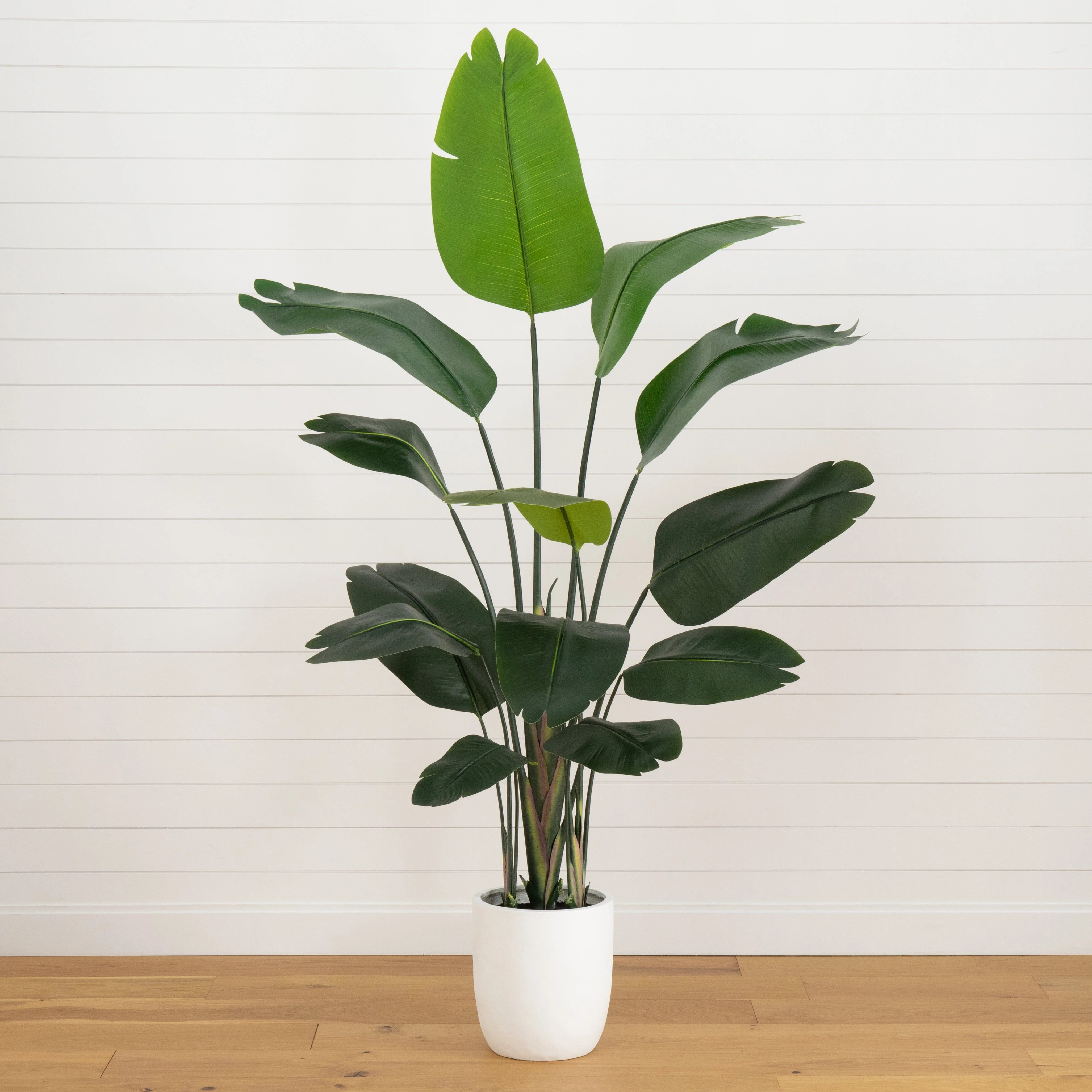 7' Artificial Bird of Paradise Tree in Stone Planter | Nearly Natural | Nearly Natural