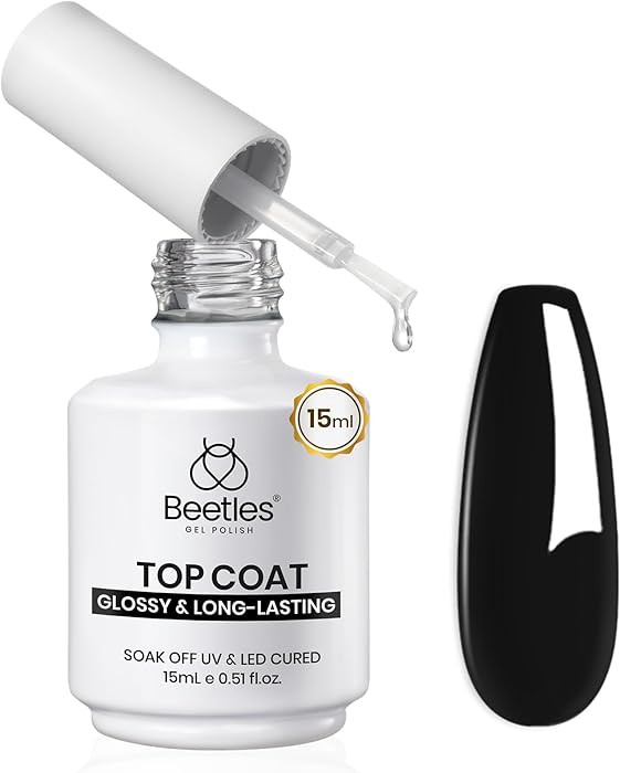 Beetles Extra Glossy Gel Top Coat - 15ml Clear Glossy No Wipe Top Coat Gel Nail Polish High Shine... | Amazon (US)