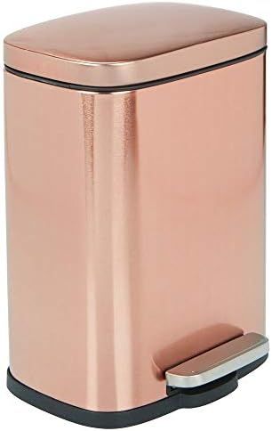 mDesign 1.3 Gallons Rectangular Small Step Trash Can Wastebasket, Garbage Container Bin for Bathr... | Amazon (US)