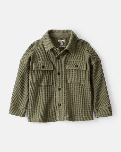 Baby Boy Long-Sleeve Waffle Knit Utility Shirt - Green | Carter's Inc