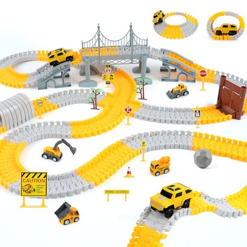 GIAT Construction Race Tracks Toys - Fun Gifts for 3 4 5 6 7 Year Old Boys, 330+ PCS DIY Road Adventure Set with Cars, Flexible Engineering Playset for Kids | Amazon (US)