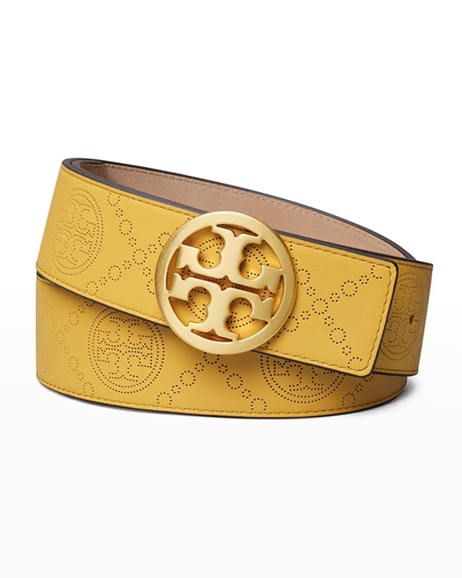 Tory Burch T Monogram Perforated Leather Belt | Neiman Marcus