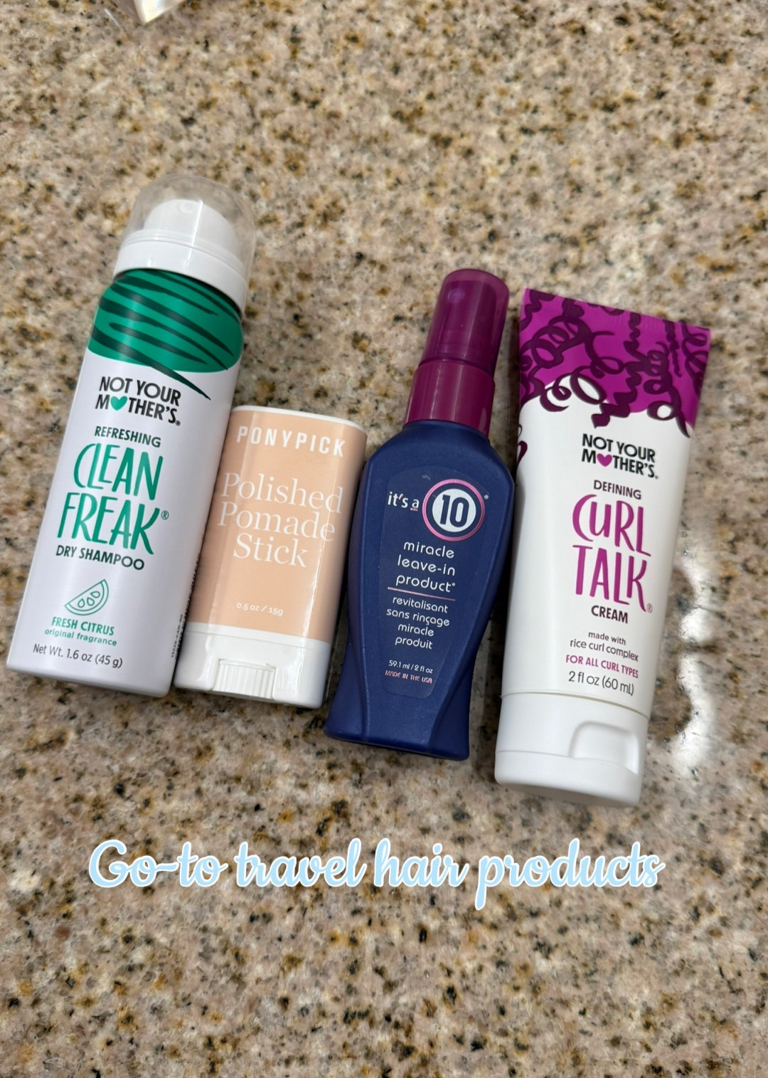 My go-to hair products when on the road! Must have a wax stick for all my fly aways, dry shampoo, It’s a Ten and curling products for my wavy hair!

#LTKBeauty #LTKTravel #LTKmorningroutine