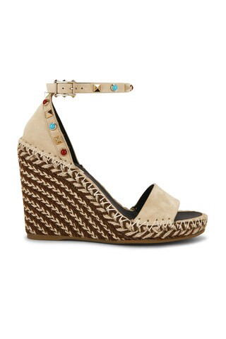 Valentino Garavani Rockstud Wedge Espadrille in Nude | FWRD 