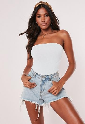 White Jersey Bandeau Bodysuit | Missguided (US & CA)