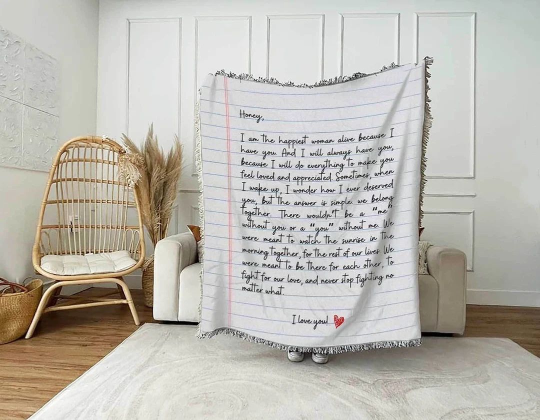 Love Letter Blanket: Personalized Gift for Mom, Woven Handwriting Custom Throw for Dad or Men, Mo... | Etsy (US)