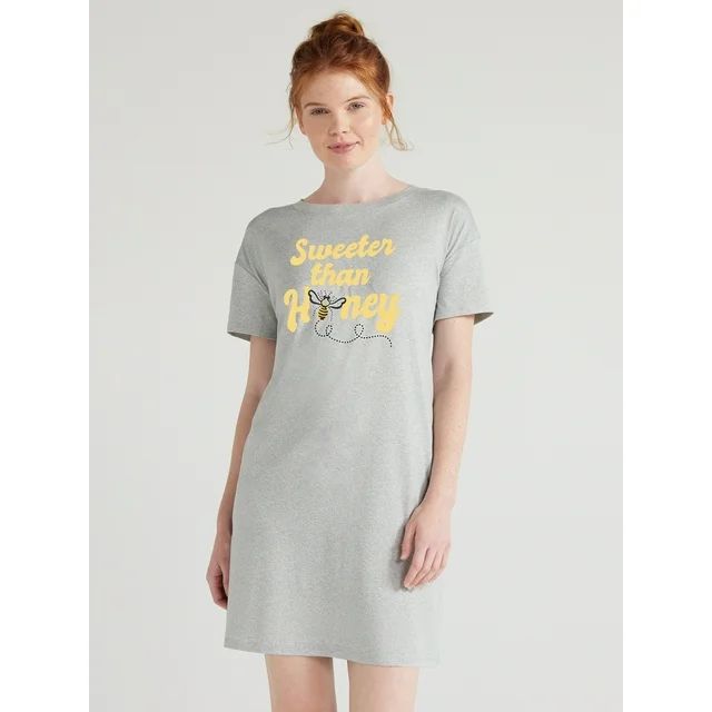 Joyspun Women’s Short Sleeve Sleep Shirt, Sizes S/M to 2X/3X | Walmart (US)
