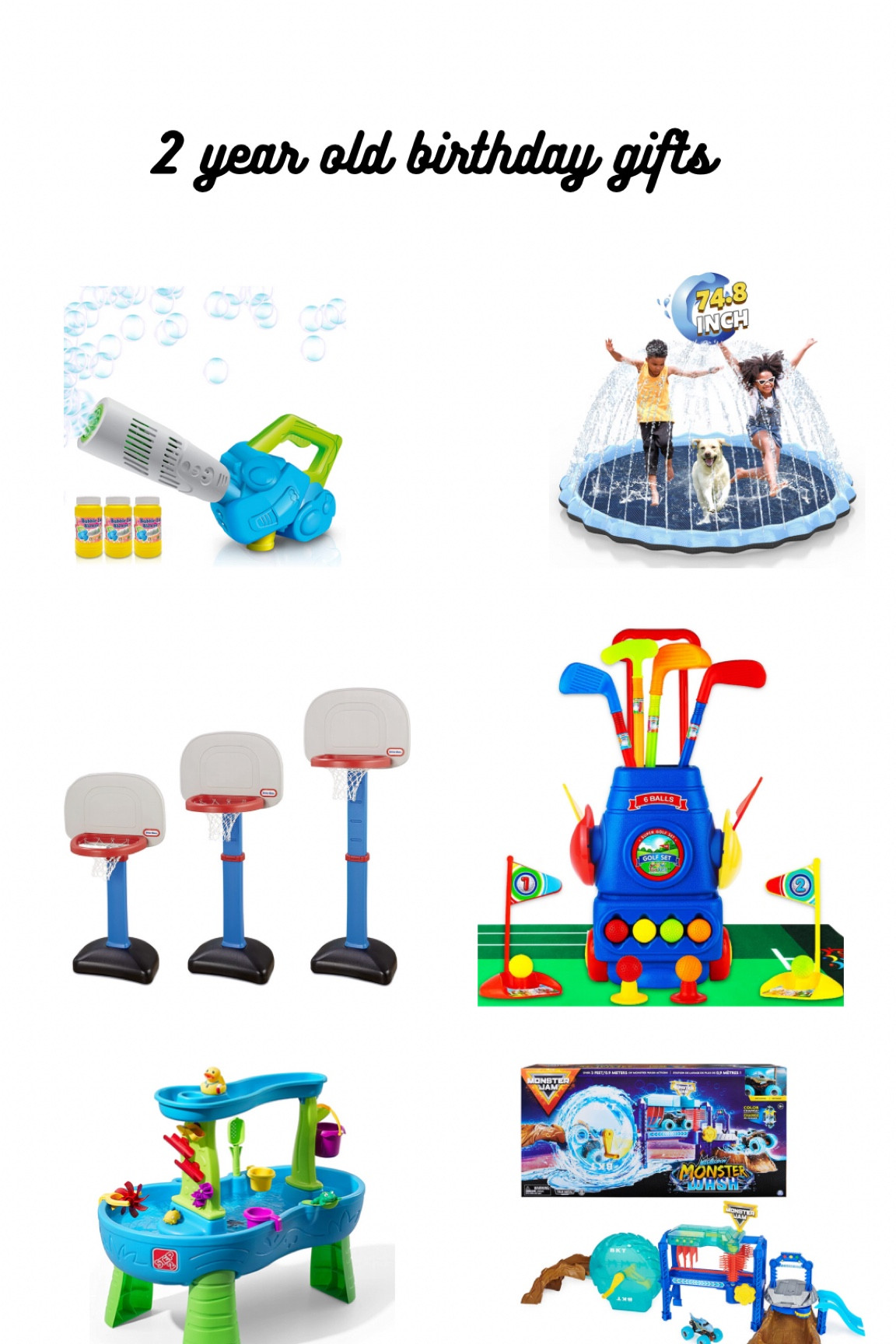 birthday gifts for 2 year old

toddlers, birthdays, water table, golf set, basketball hoop, splash pad, monster trucks, summer, outdoors, 

#LTKunder50 #LTKfamily #LTKhome
