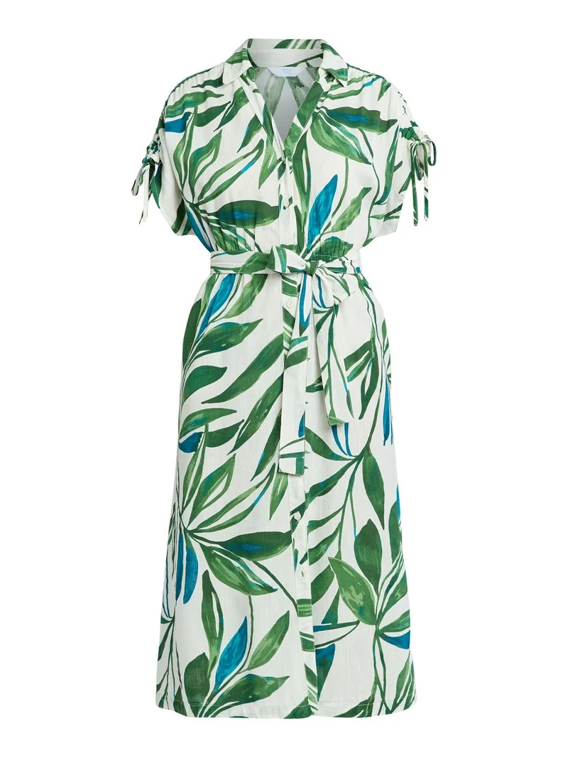 Time and Tru Women's and Women's Plus Midi Shirtdress, Sizes XS-4X | Walmart (US)