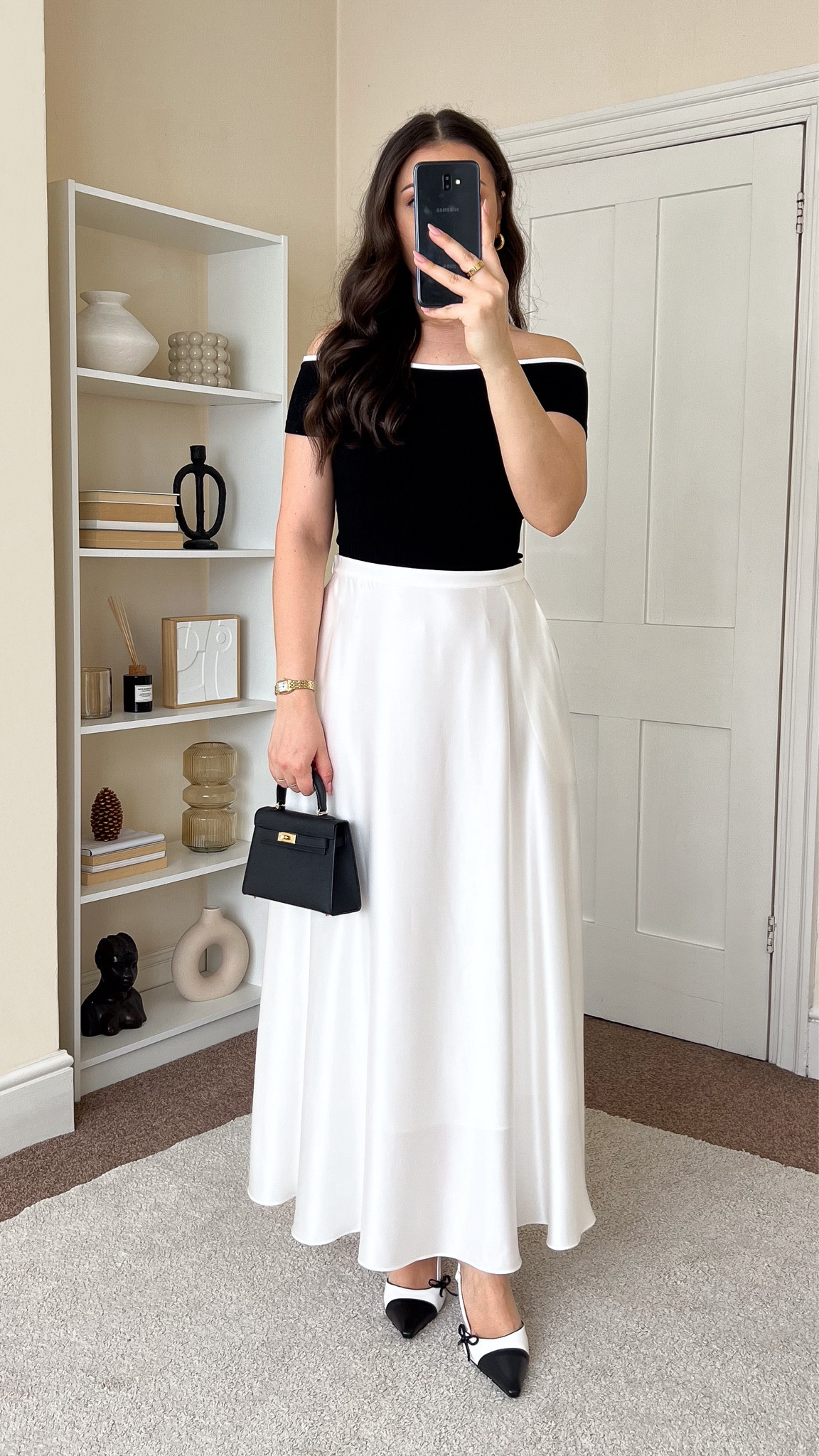 Smart casual summer outfit. Top is Stradivarius, wearing size S. Skirt is Lily Silk, wearing size UK10.

#LTKuk #LTKeurope #LTKsummer