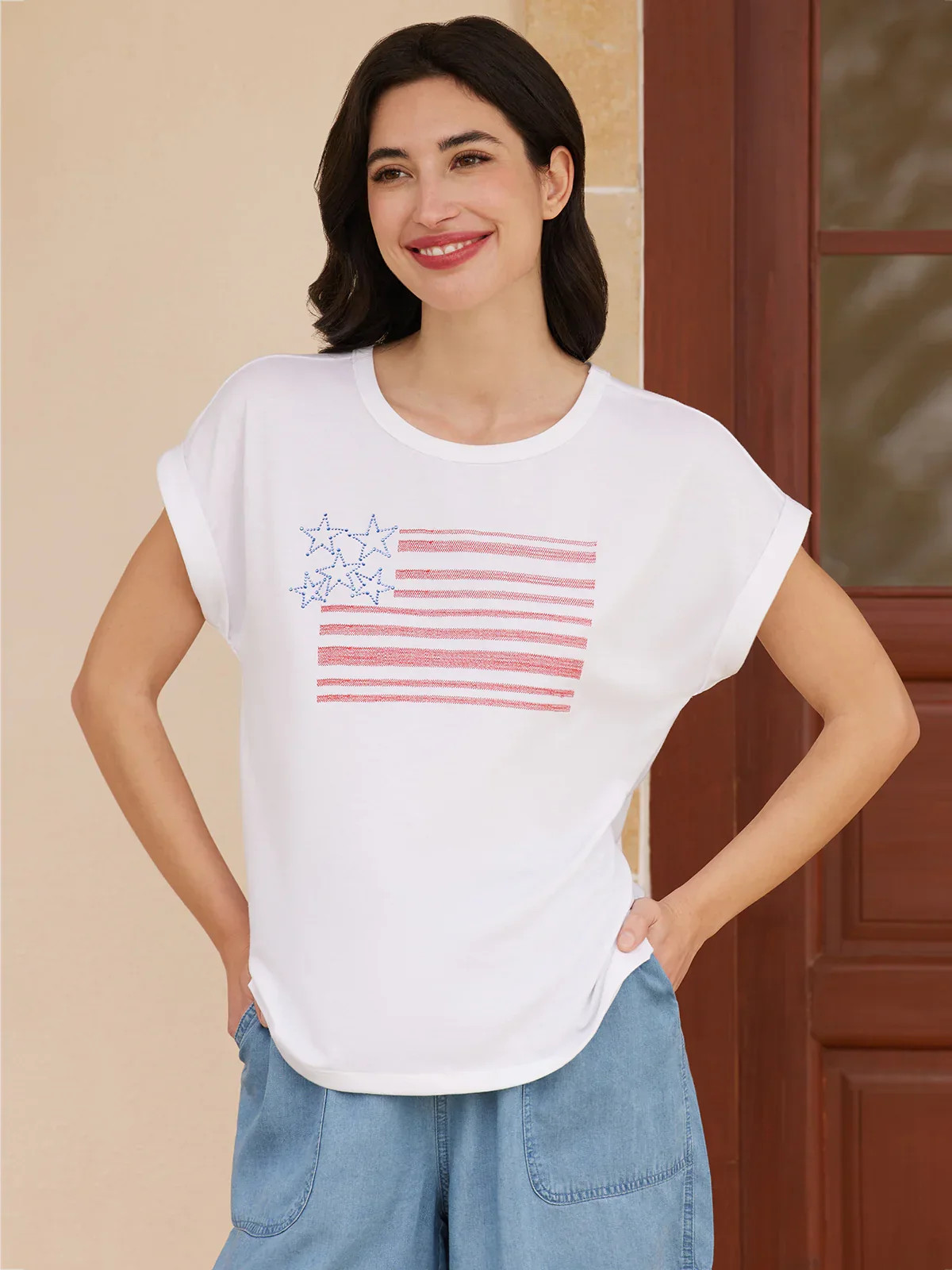 89th & Madison American Flag Embellished Tee | 89th + Madison