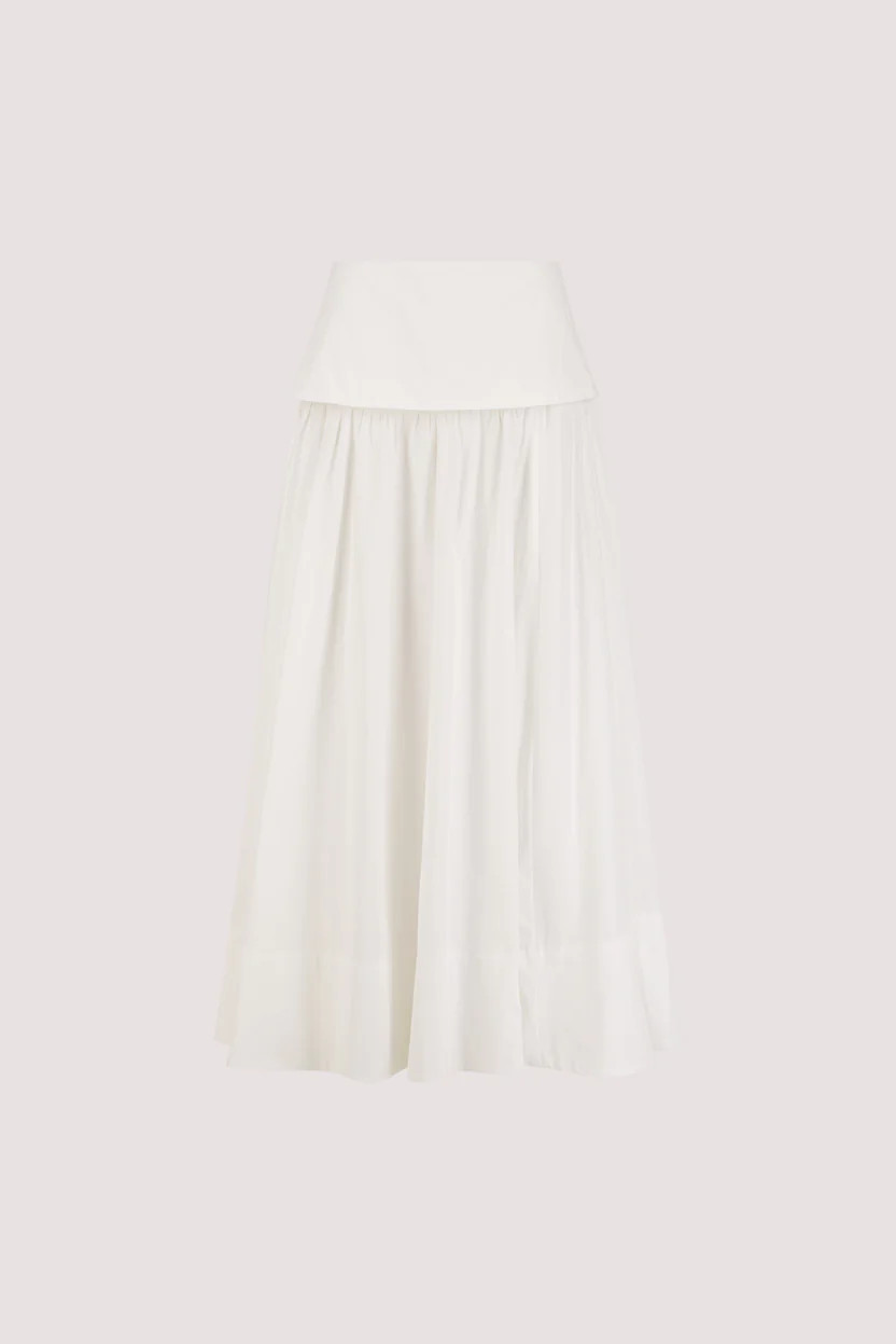 CLAIRE WHITE POPLIN MIDI SKIRT | DISSH