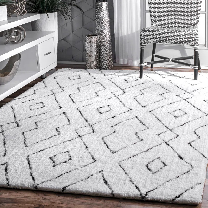 Peraza Geometric Handmade White Area Rug | Wayfair Professional