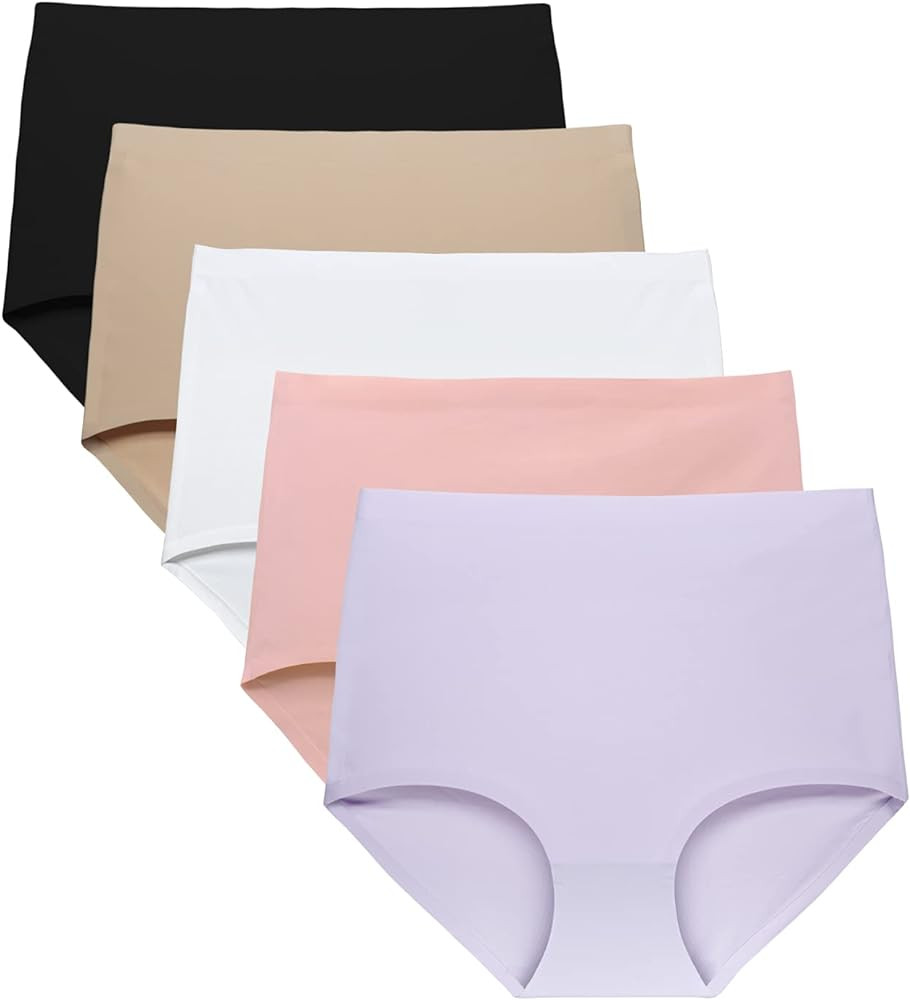 FallSweet No Show High Waist Briefs Underwear for Women Seamless Panties Multi Pack | Amazon (US)