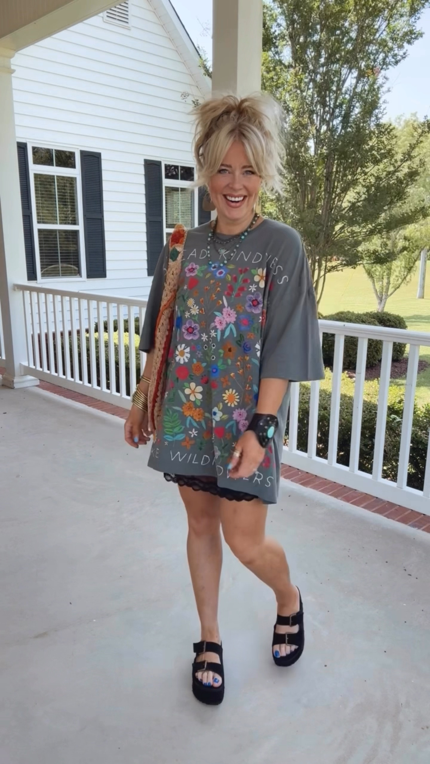 my over 40 fit 🌸🌷🌼
Tee - one size 
Lace skirt - L (linked similar) 
Sandals - true to size 
Cuff bracelet, necklace, & ring are @threebirdnest. Save with code MANDIE20MAULDIN 


#LTKShoeCrush #LTKOver40 #LTKStyleTip