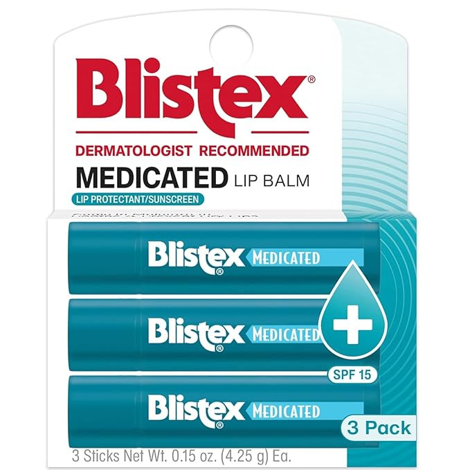 Blistex Medicated Lip Balm, 0.15 Ounce, 3 Count (Pack of 1) Prevent Dryness & Chapping, SPF 15 Su... | Amazon (US)