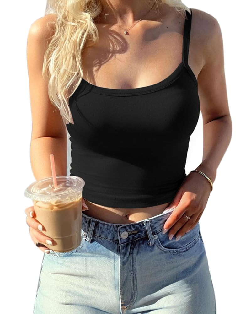 CHYRII Womens Tank Tops with Built in Bra Fashion Workout Top Longline Sports Bra Basic Camisole ... | Amazon (US)