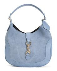 Made In Italy Suede Flap And Lobster Hook Hobo | TJ Maxx